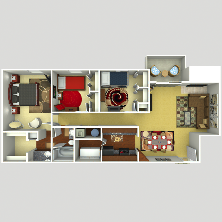 Three Bedroom One Bath Floor Plan 5